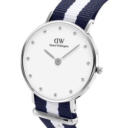 ZEGAREK DAMSKI DANIEL WELLINGTON Glasgow Srebrny DW00100082 + PUDEŁKO