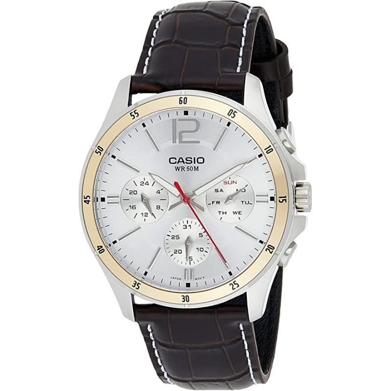 CASIO COLLECTION Mod. MULTIFUNCTION CALENDAR, LEATHER - SILVER MTP-1374L-7AVDF