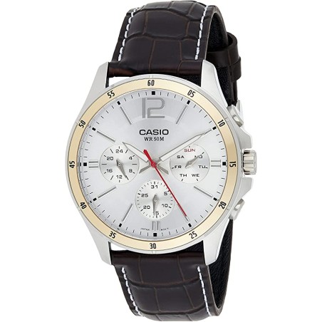 CASIO COLLECTION Mod. MULTIFUNCTION CALENDAR, LEATHER - SILVER MTP-1374L-7AVDF