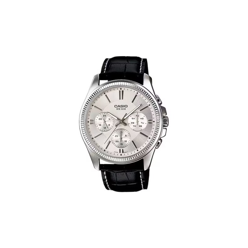 CASIO Mod. DAY DATE MULTIFUNCTION,  LEATHER - WHITE MTP-1375L-7AVDF