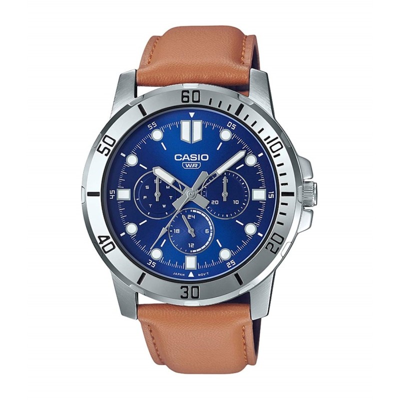 CASIO COLLECTION Mod. DIVER MULTIFUCTION, LEATHER - BLUE MTP-VD300L-2EUDF