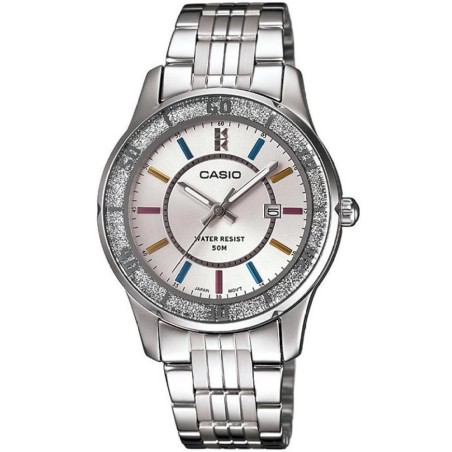 CASIO COLLECTION Mod. LADY DATE GLITTER BEZEL - WHITE LTP-1358D-7AVDF