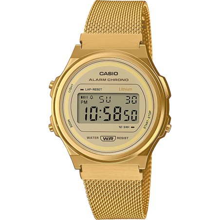 CASIO VINTAGE Mod. ROUND - GOLD MESH A171WEMG-9AEF
