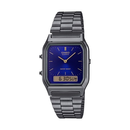CASIO VINTAGE Mod. EDGY COLLECTION SUNRAY DIAL - GUN METAL NIGHT BLUE AQ-230EGG-2AEF